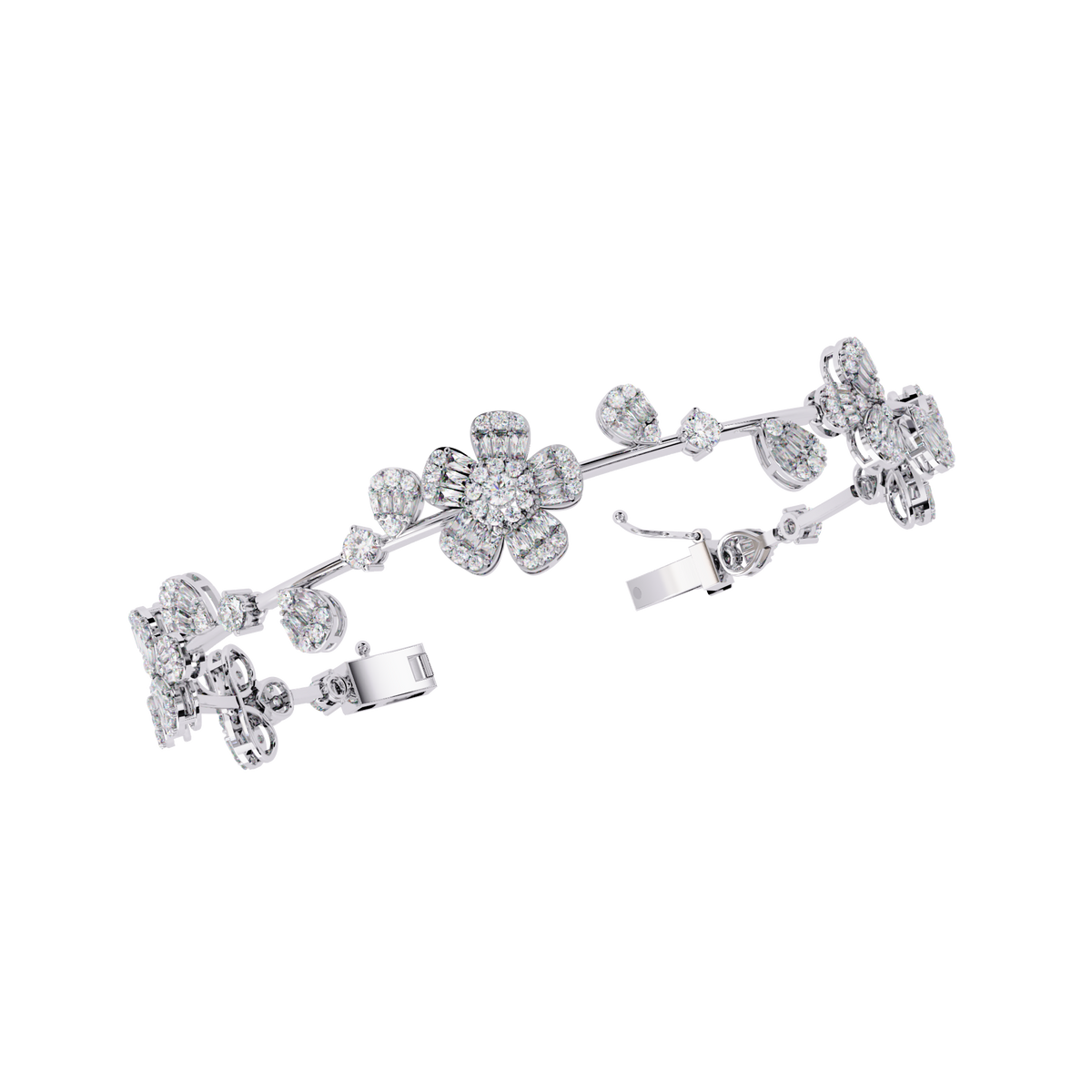 2.36Ct Baguette And Round Cut Diamond Elegant Minimalist Custom Stacking Tennis Party Wear Bracelet - HIGHCARAT DIAMONDS