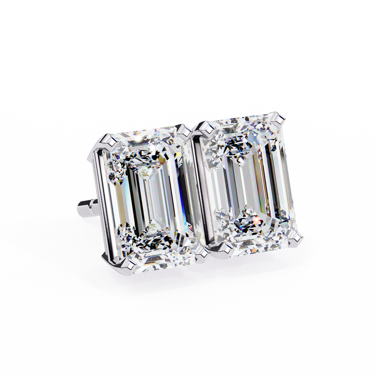 2.39Ct Emerald Cut High Quality Lab Grown Diamond Unique Delicate Solitaire Vintage Screw Back Stud Daily Wear Earring - HIGHCARAT DIAMONDS