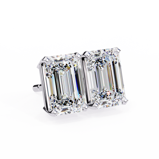 2.39Ct Emerald Cut High Quality Lab Grown Diamond Unique Delicate Solitaire Vintage Screw Back Stud Daily Wear Earring - HIGHCARAT DIAMONDS