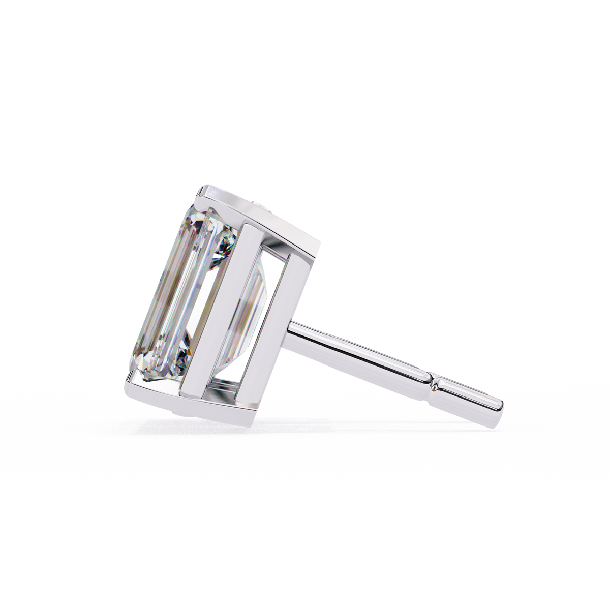 2.39Ct Emerald Cut High Quality Lab Grown Diamond Unique Delicate Solitaire Vintage Screw Back Stud Daily Wear Earring - HIGHCARAT DIAMONDS