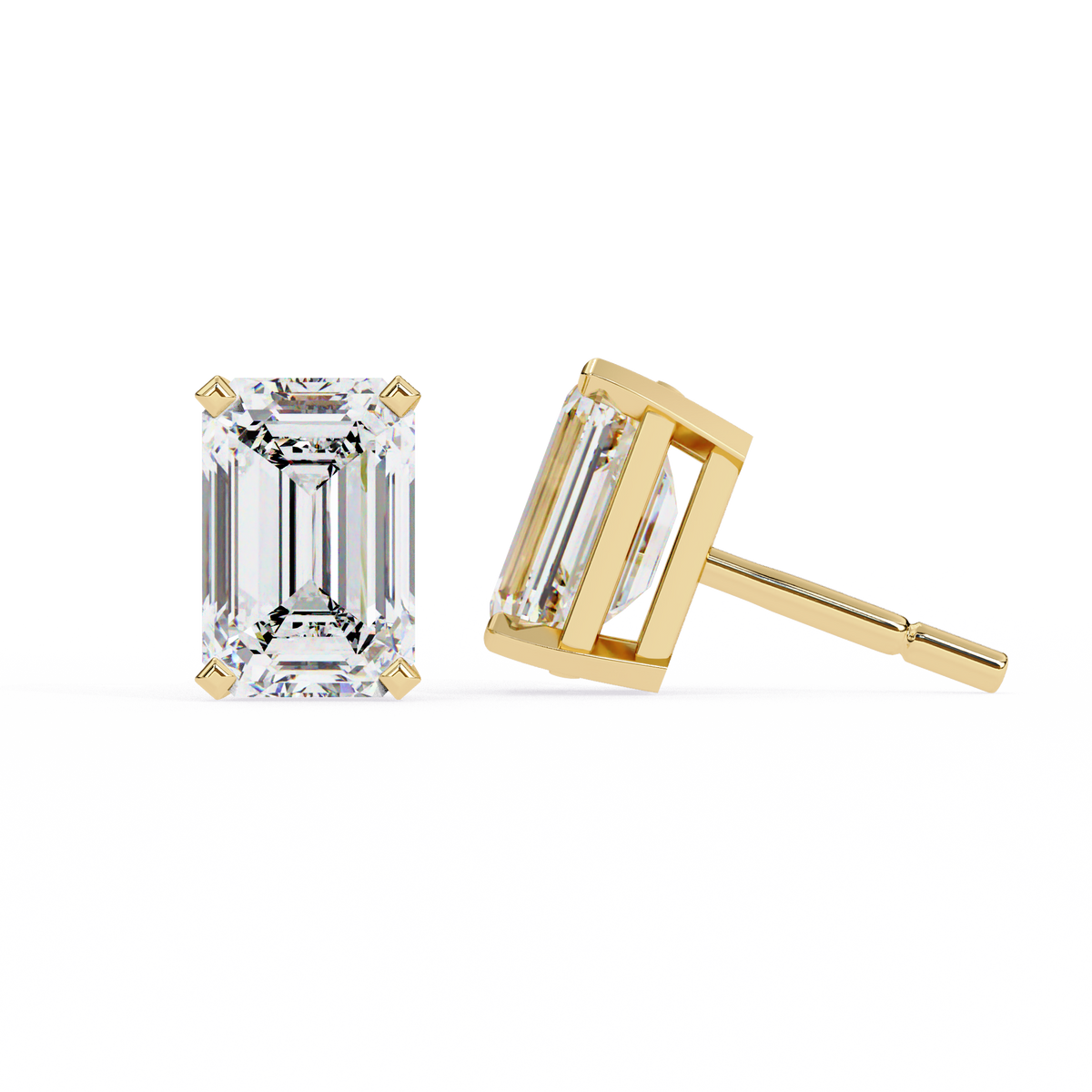 2.39Ct Emerald Cut High Quality Lab Grown Diamond Unique Delicate Solitaire Vintage Screw Back Stud Daily Wear Earring - HIGHCARAT DIAMONDS