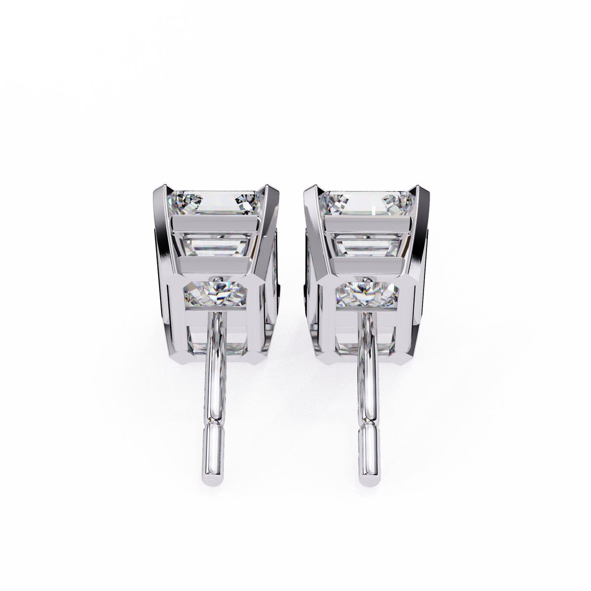 2.39Ct Emerald Cut High Quality Lab Grown Diamond Unique Delicate Solitaire Vintage Screw Back Stud Daily Wear Earring - HIGHCARAT DIAMONDS