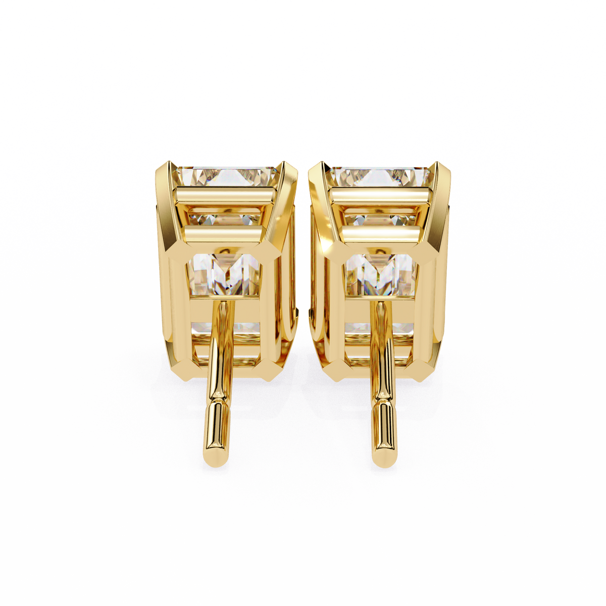 2.39Ct Emerald Cut High Quality Lab Grown Diamond Unique Delicate Solitaire Vintage Screw Back Stud Daily Wear Earring - HIGHCARAT DIAMONDS