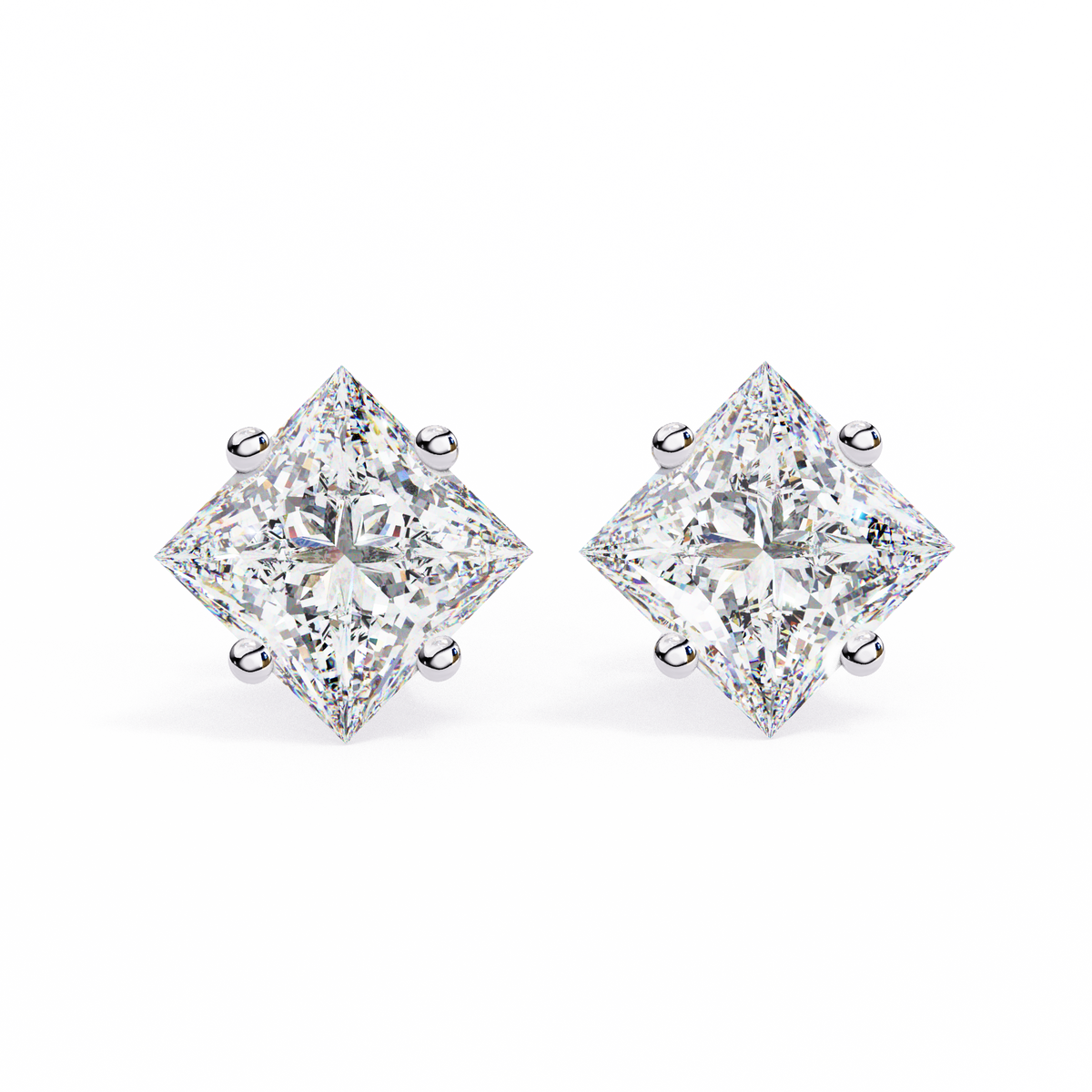 2.39Ct Princess Cut Top Grade Diamond Prong Set Solitaire Dainty Sparkling Stud Daily Wear Earring For Women's - HIGHCARAT DIAMONDS