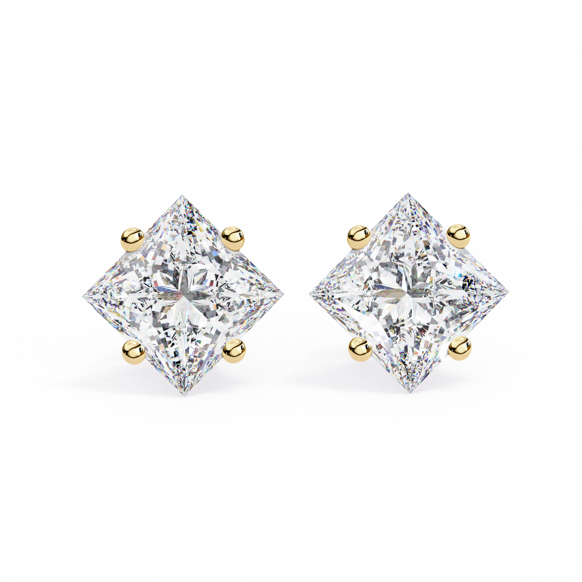 2.39Ct Princess Cut Top Grade Diamond Prong Set Solitaire Dainty Sparkling Stud Daily Wear Earring For Women's - HIGHCARAT DIAMONDS