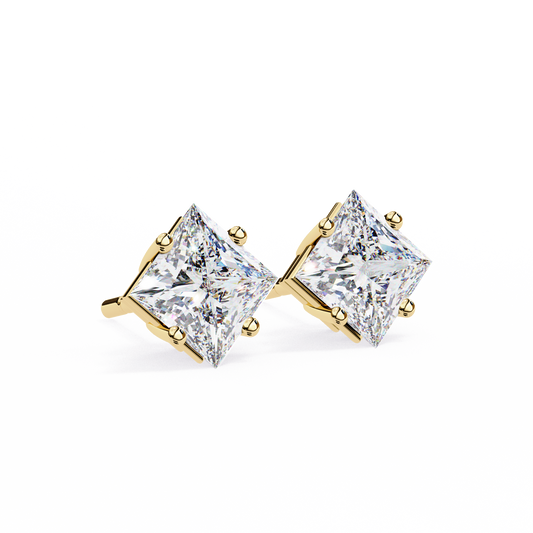 2.39Ct Princess Cut Top Grade Diamond Prong Set Solitaire Dainty Sparkling Stud Daily Wear Earring For Women's - HIGHCARAT DIAMONDS