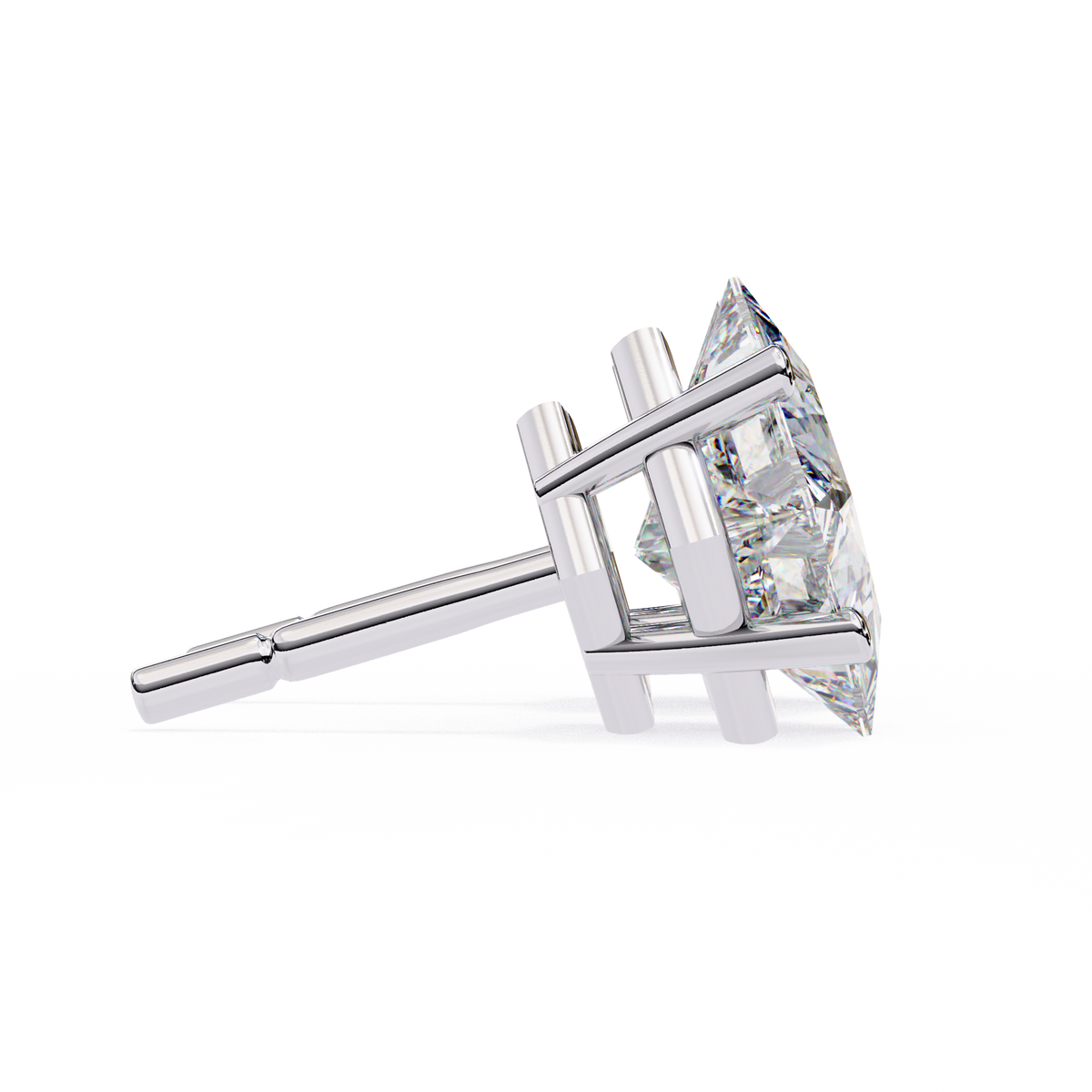 2.39Ct Princess Cut Top Grade Diamond Prong Set Solitaire Dainty Sparkling Stud Daily Wear Earring For Women's - HIGHCARAT DIAMONDS