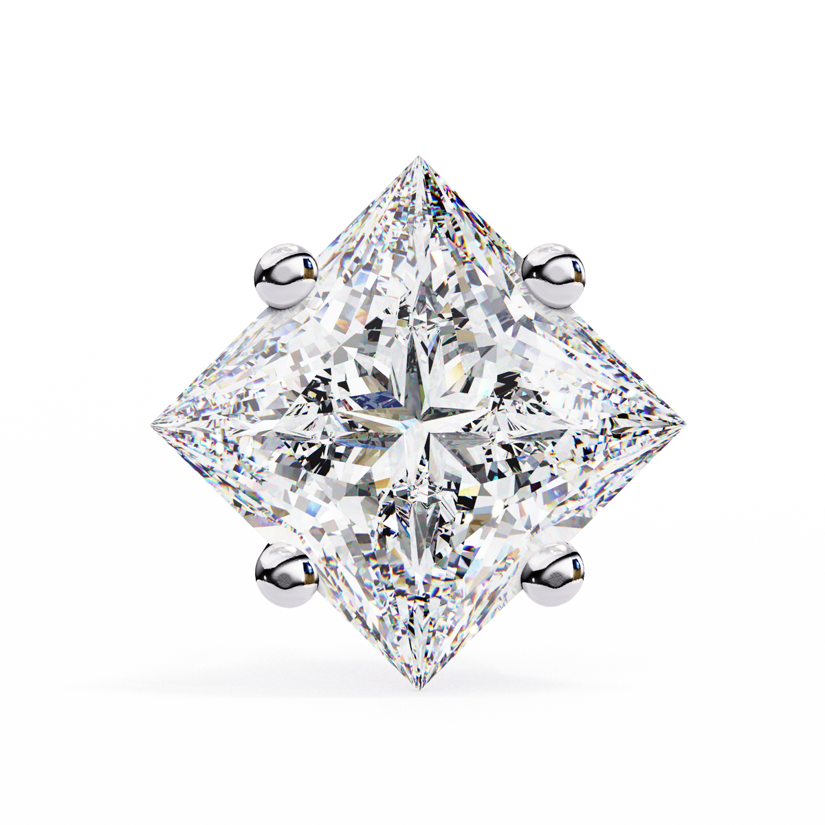 2.39 Ct Princess Cut Diamond Solitaire Earrings Side Angle View