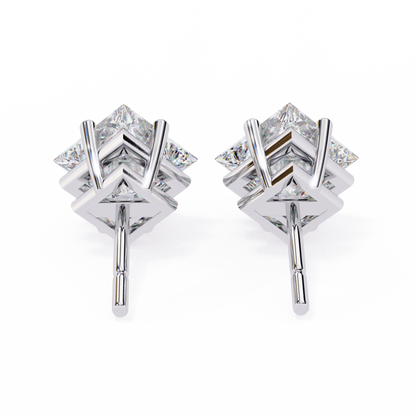 Princess Cut Diamond Solitaire Earrings Close-Up Detail