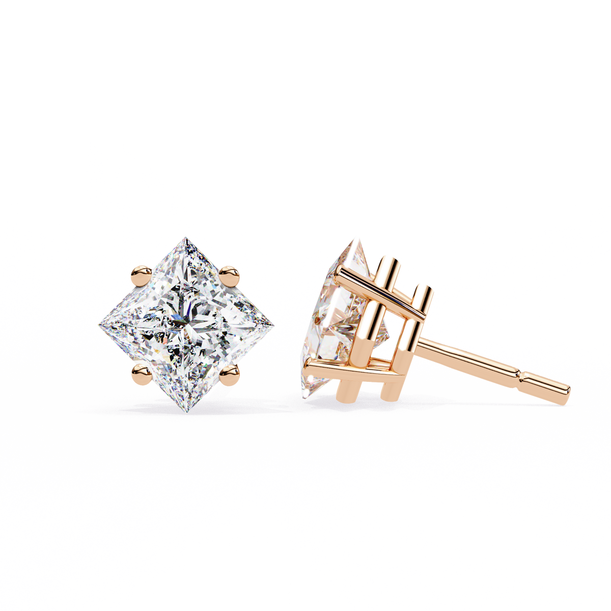 2.39Ct Princess Cut Top Grade Diamond Prong Set Solitaire Dainty Sparkling Stud Daily Wear Earring For Women's - HIGHCARAT DIAMONDS
