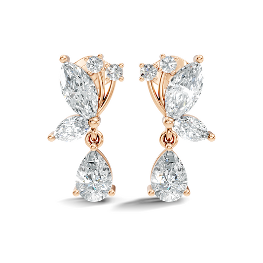 Elegant 2.40 Ct Pear Or Marquise Multi Diamond Stud Classic Party Wear Earring Perfect Gift In 14K Solid Gold - HIGHCARAT DIAMONDS