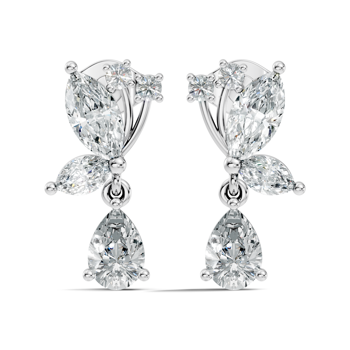 Elegant 2.40 Ct Pear Or Marquise Multi Diamond Stud Classic Party Wear Earring Perfect Gift In 14K Solid Gold - HIGHCARAT DIAMONDS