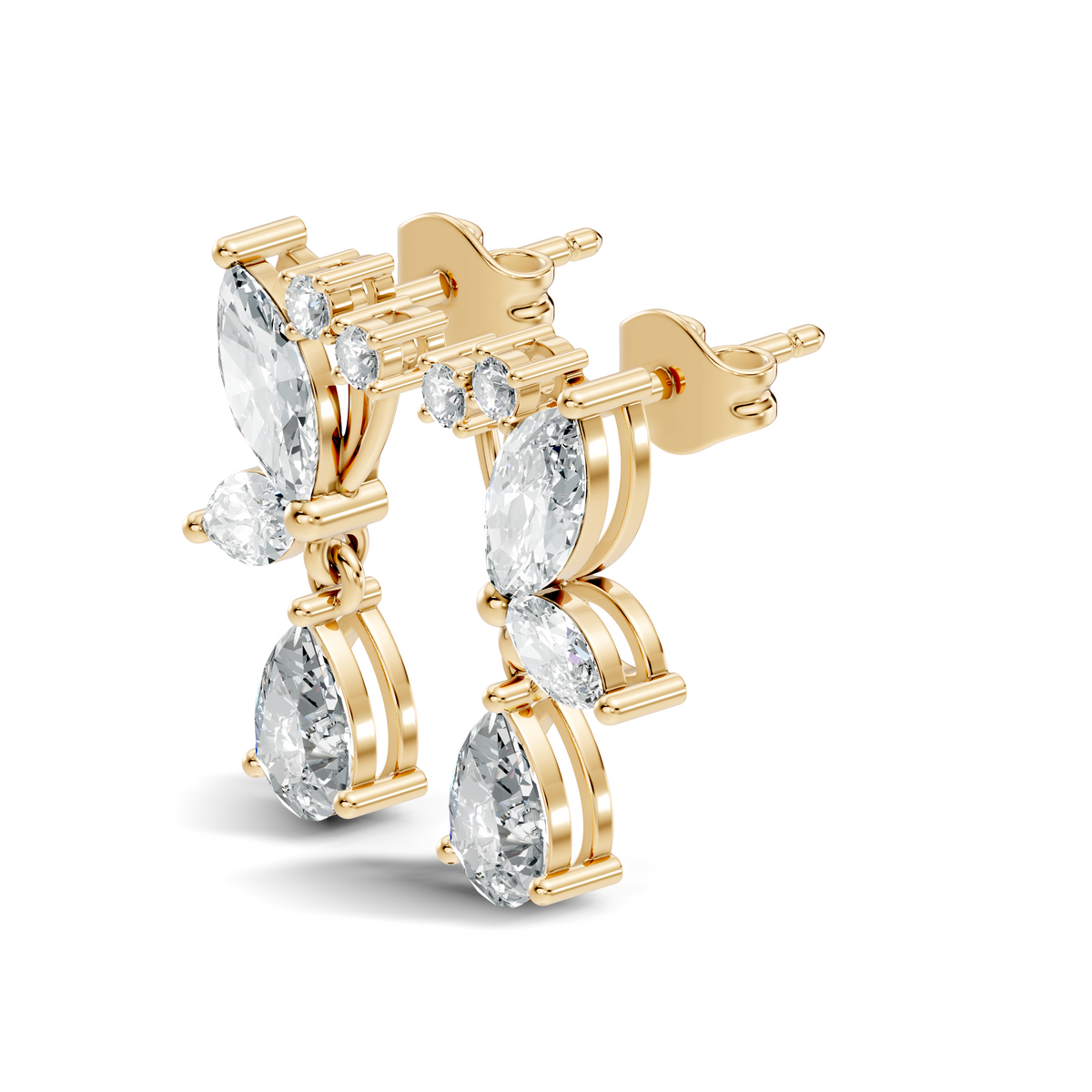 Elegant 2.40 Ct Pear Or Marquise Multi Diamond Stud Classic Party Wear Earring Perfect Gift In 14K Solid Gold - HIGHCARAT DIAMONDS