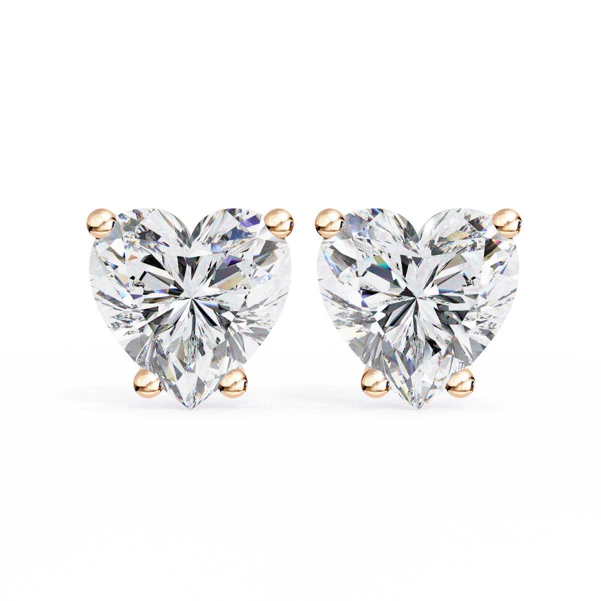 Prong Set 2.43Ct Heart Cut Top Grade Diamond Elegant Stackable Vintage Stud Fabulous Earring Gift For Women's - HIGHCARAT DIAMONDS