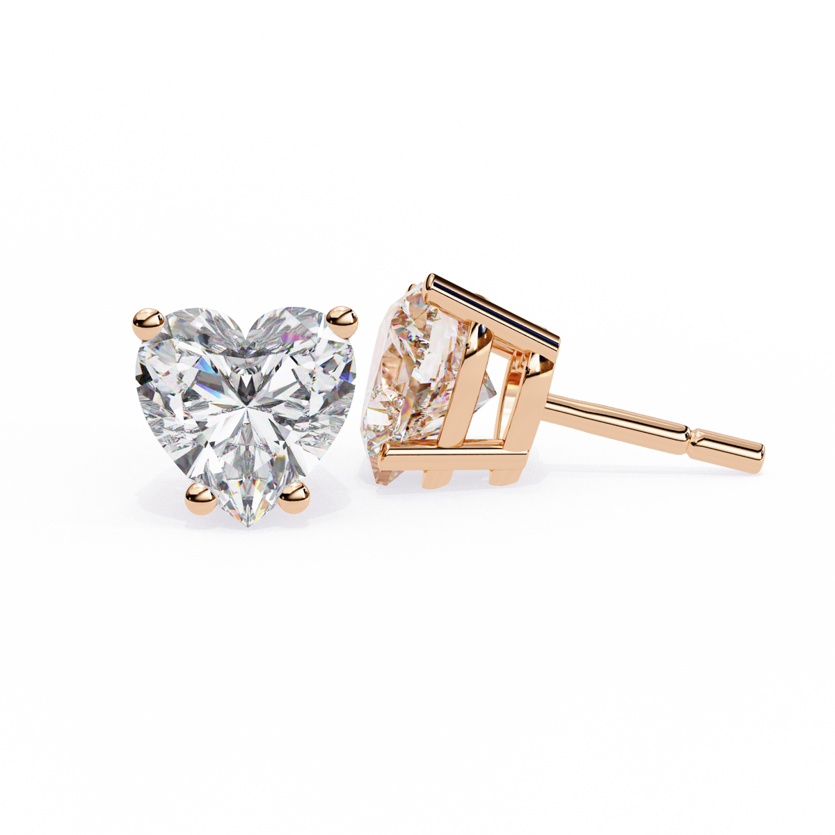 Prong Set 2.43Ct Heart Cut Top Grade Diamond Elegant Stackable Vintage Stud Fabulous Earring Gift For Women's - HIGHCARAT DIAMONDS