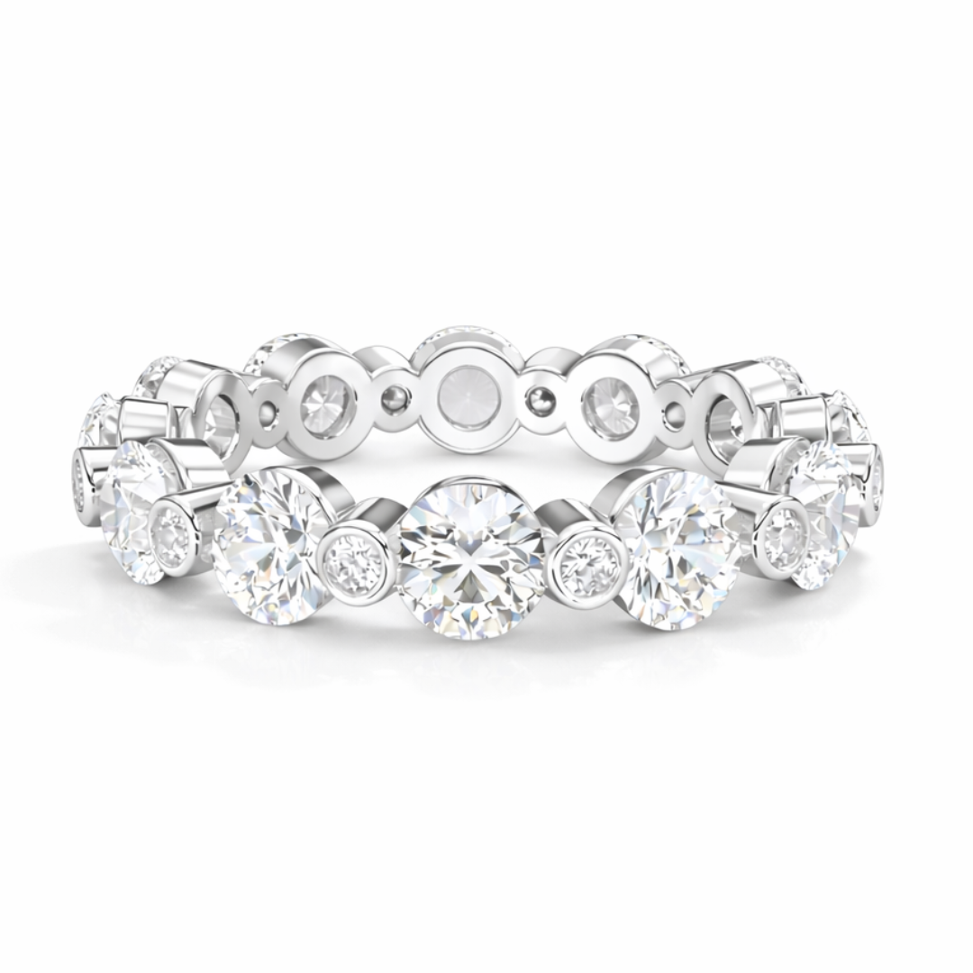 2.46Ct Round Cut High Quality Diamond Full Eternity Minimalist 14k Solid Yellow Gold Handmade Promise Band Gift For Women's - HIGHCARAT DIAMONDS