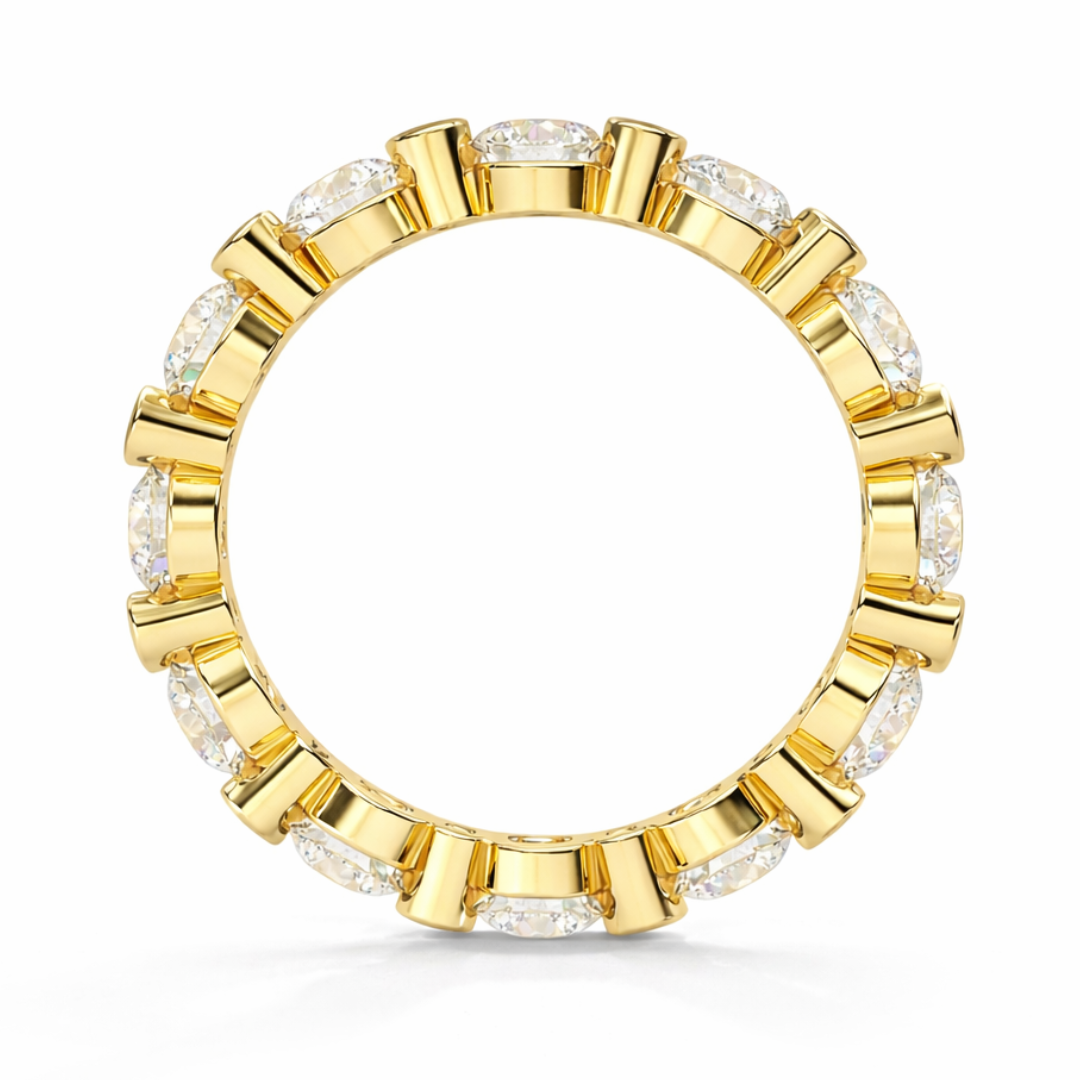 2.46Ct Round Cut High Quality Diamond Full Eternity Minimalist 14k Solid Yellow Gold Handmade Promise Band Gift For Women's - HIGHCARAT DIAMONDS