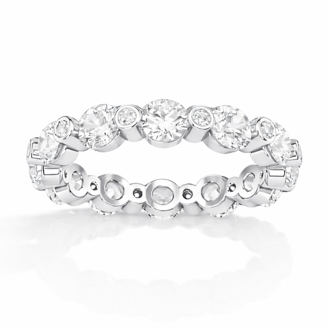 2.46Ct Round Cut High Quality Diamond Full Eternity Minimalist 14k Solid Yellow Gold Handmade Promise Band Gift For Women's - HIGHCARAT DIAMONDS