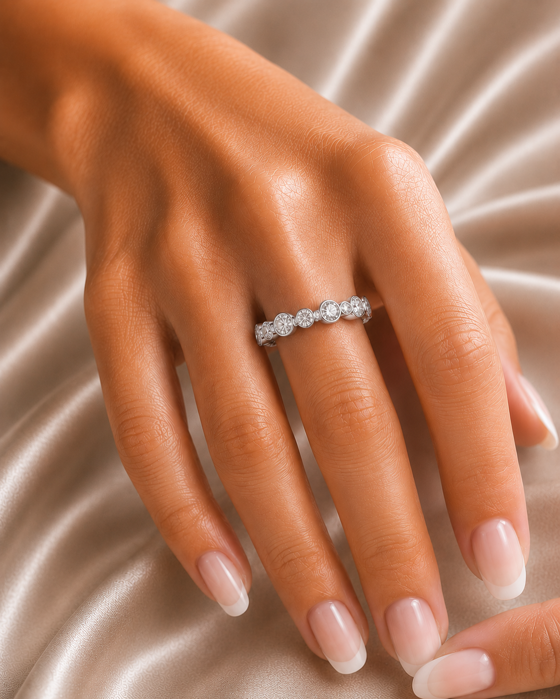 2.46Ct Round Cut High Quality Diamond Full Eternity Minimalist 14k Solid Yellow Gold Handmade Promise Band Gift For Women's - HIGHCARAT DIAMONDS