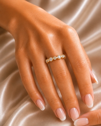 2.46Ct Round Cut High Quality Diamond Full Eternity Minimalist 14k Solid Yellow Gold Handmade Promise Band Gift For Women's - HIGHCARAT DIAMONDS