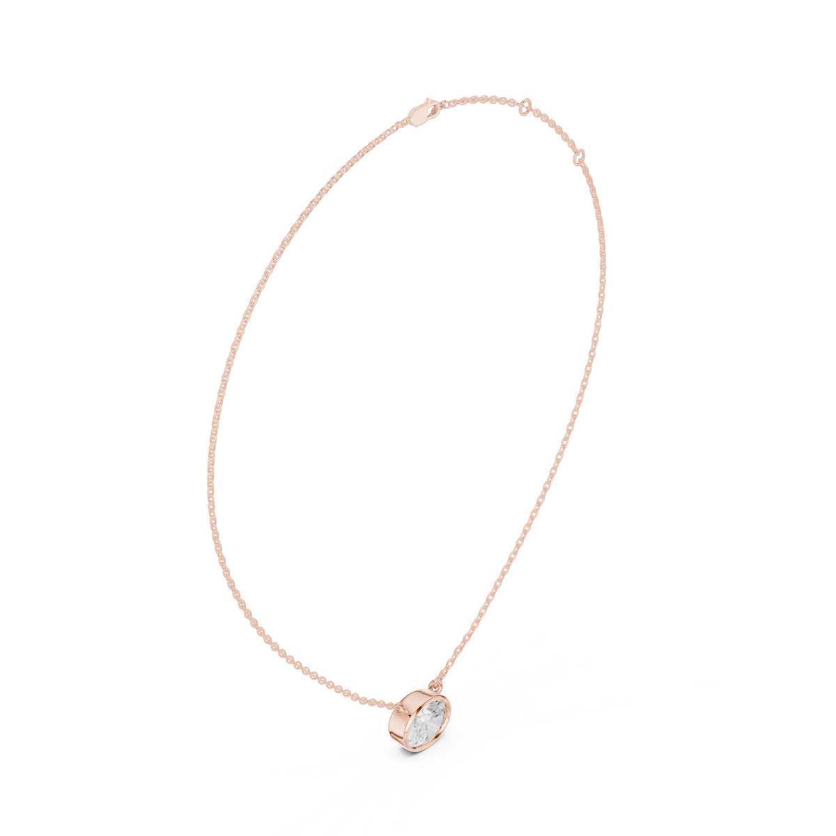 2.50 CT Oval Cut Lab Grown Diamond 18k Solid Rose Gold Ethical Pendant - HIGHCARAT DIAMONDS