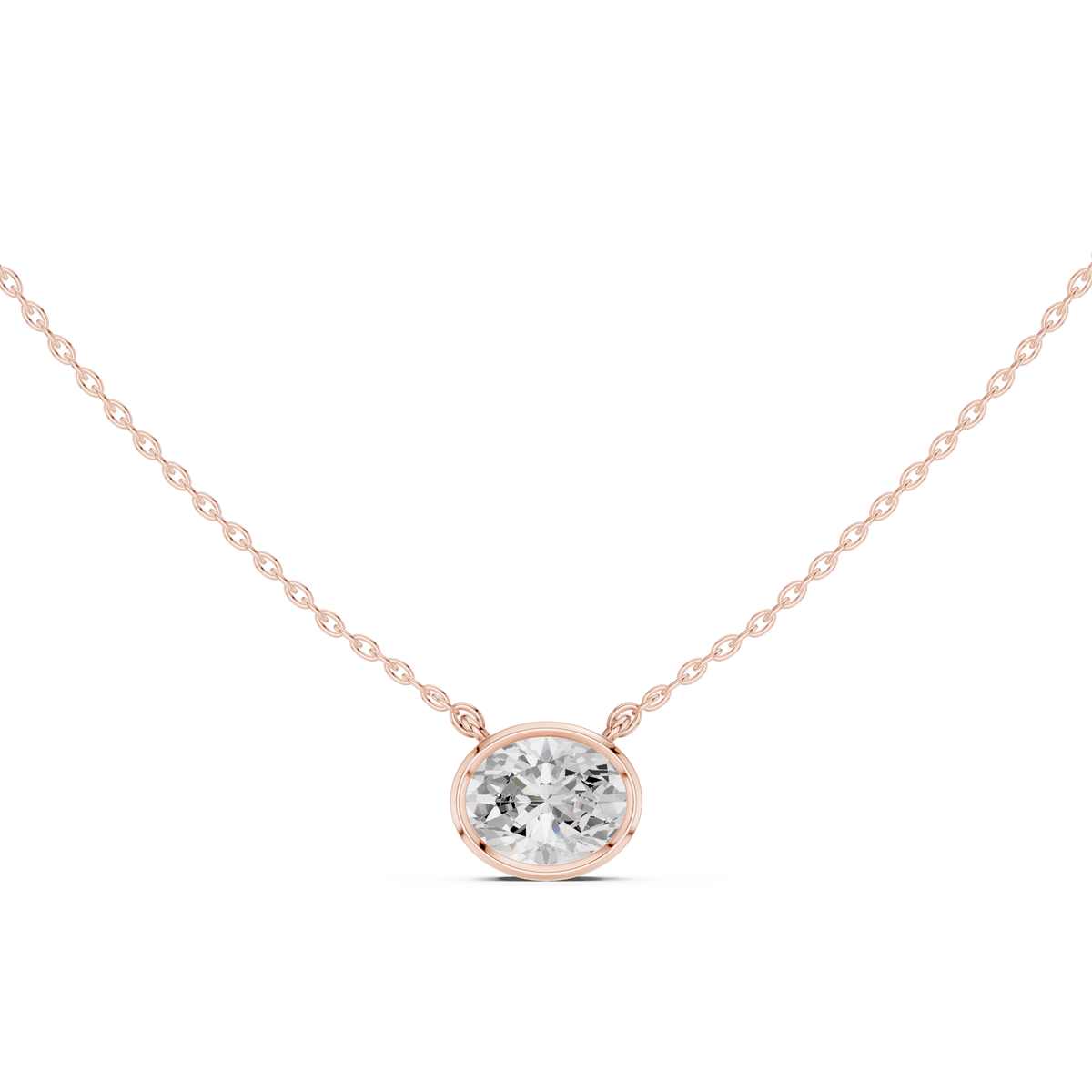2.50 CT Oval Cut Lab Grown Diamond 18k Solid Rose Gold Ethical Pendant - HIGHCARAT DIAMONDS