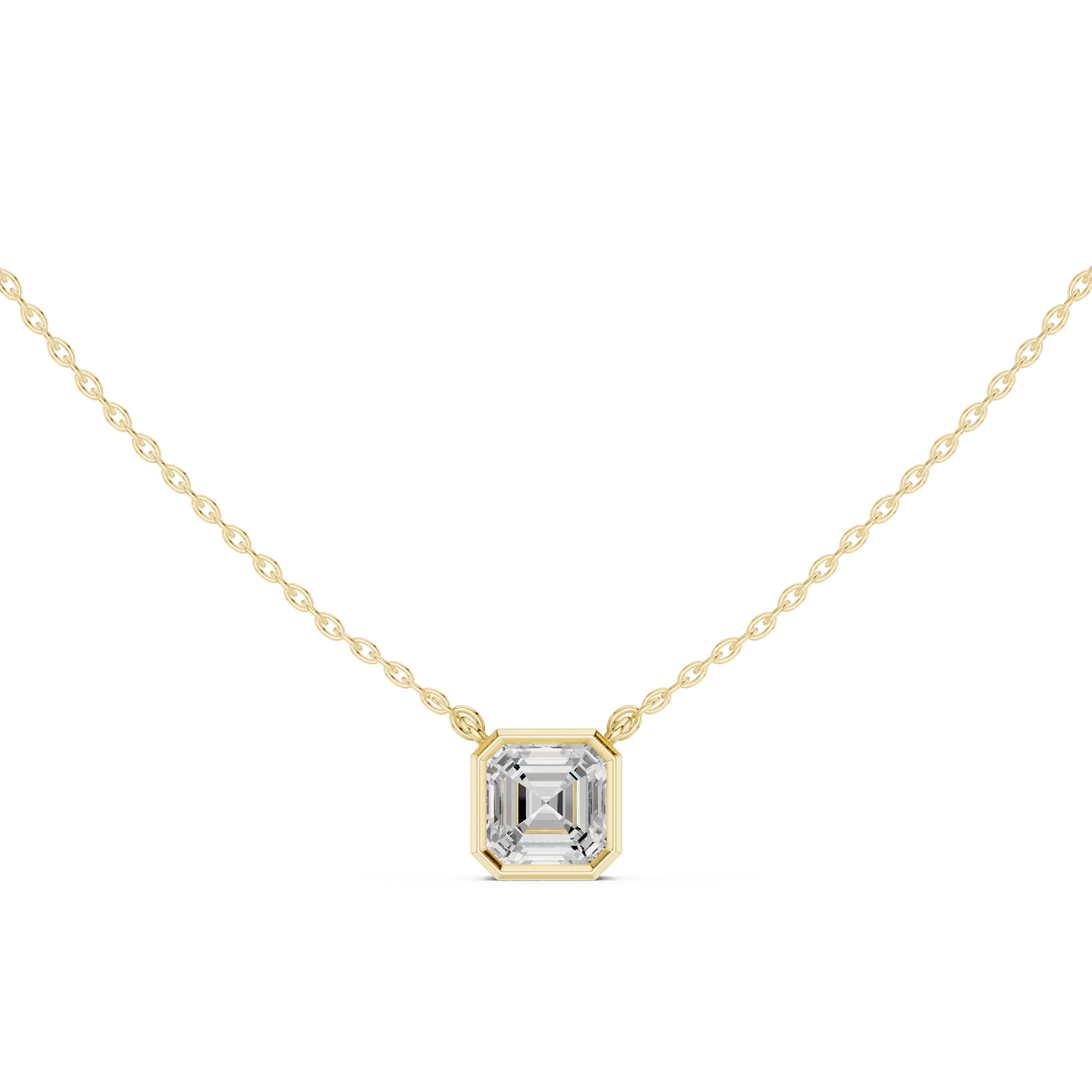 2.50CT Asscher Cut Lab Grown Diamond Vintage Bezel Set Pendant For Her - HIGHCARAT DIAMONDS