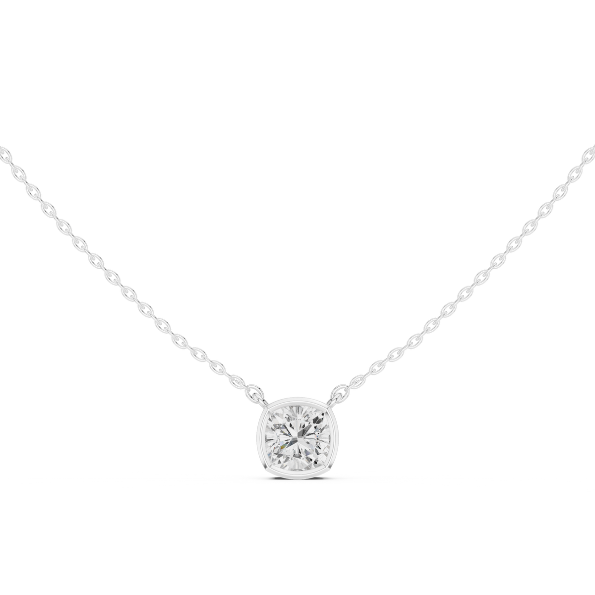 2.50CT Cushion Cut Lab Grown Diamond Bezel Set Solitaire Daily Wear Pendant - HIGHCARAT DIAMONDS