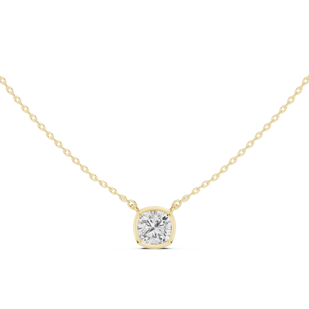 2.50CT Cushion Cut Lab Grown Diamond Bezel Set Solitaire Daily Wear Pendant - HIGHCARAT DIAMONDS
