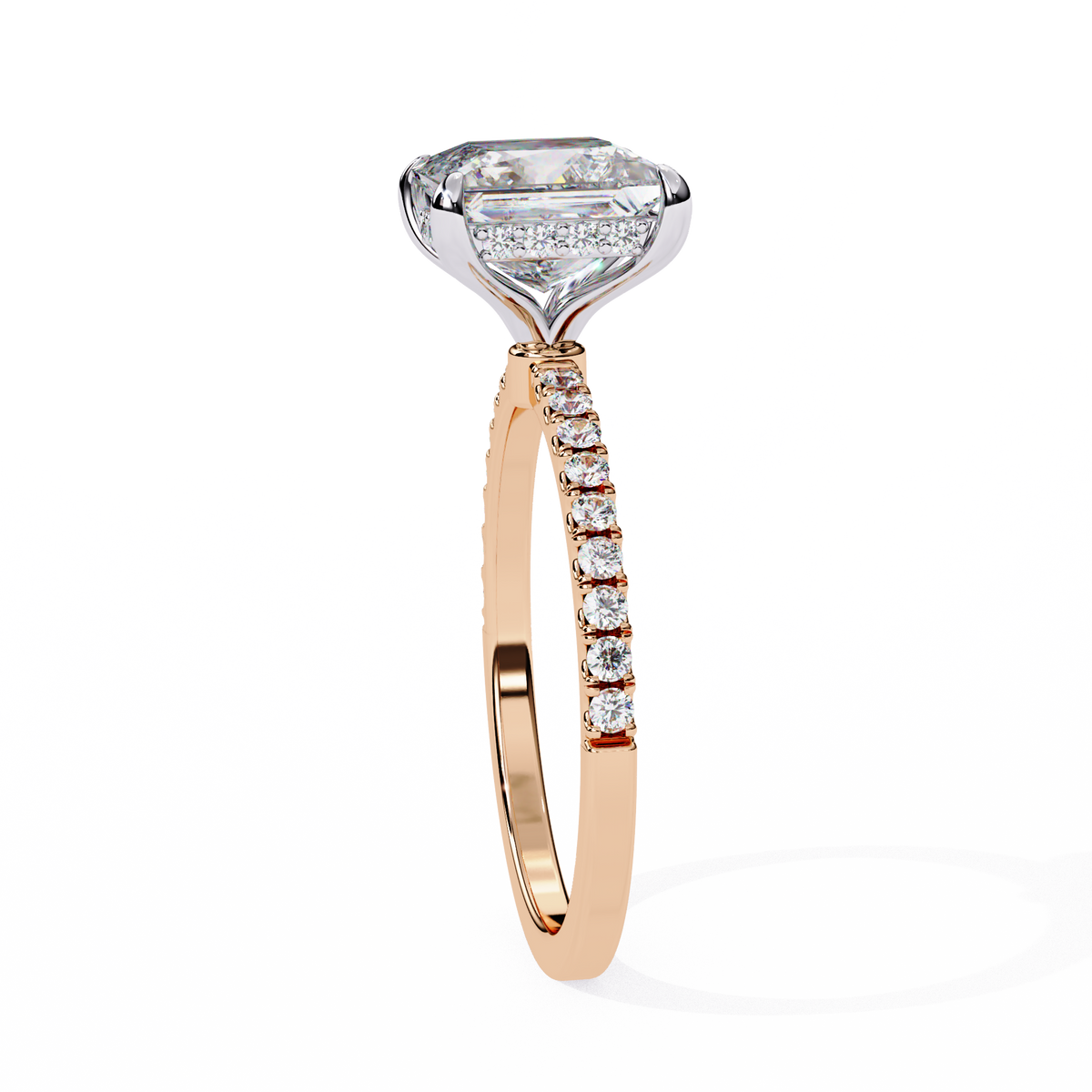 2.54 CT Dainty Princess And Round Cut diamond  14 k solid Gold  Halo Dainty  Engagement Ring - HIGHCARAT DIAMONDS
