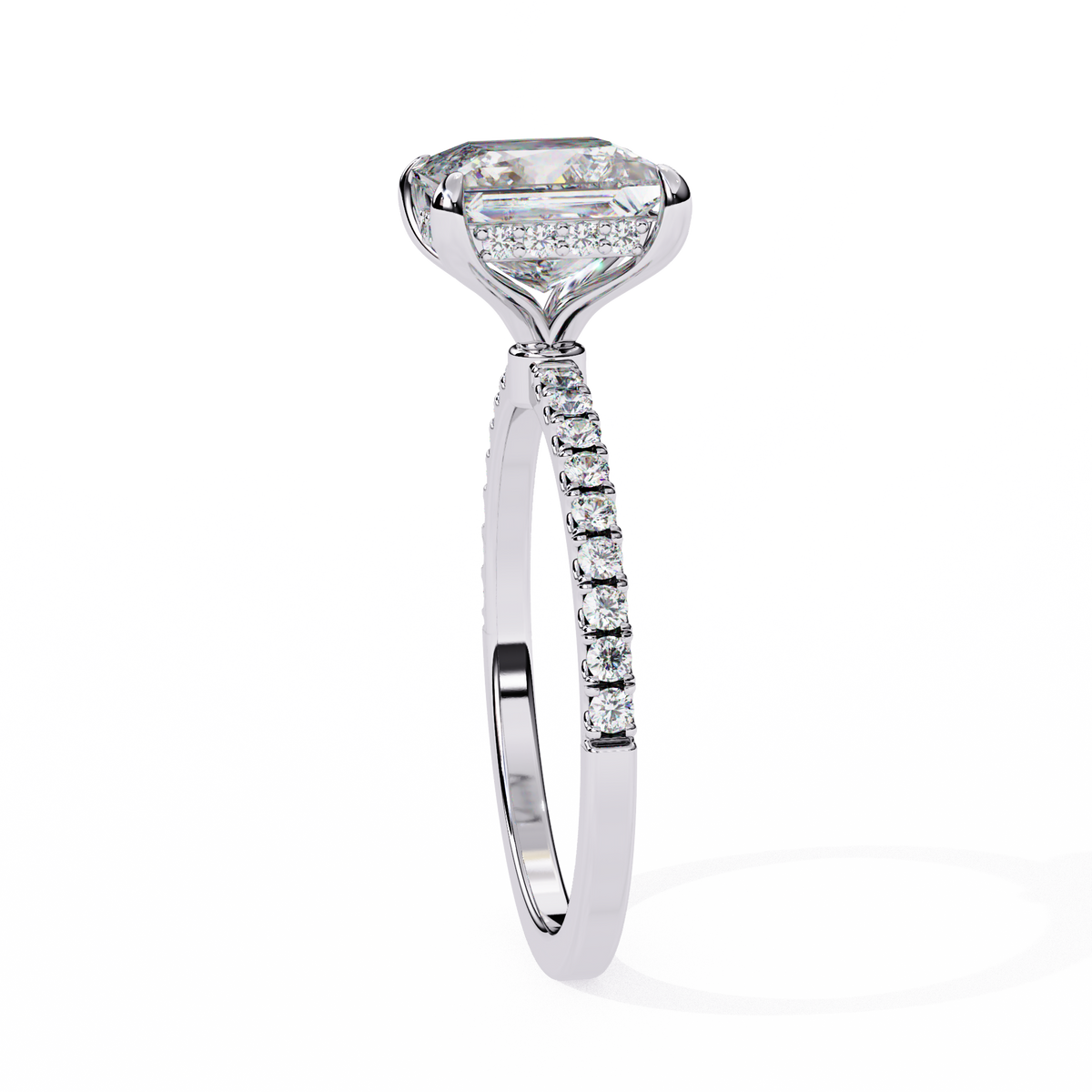 2.54 CT Dainty Princess And Round Cut diamond  14 k solid Gold  Halo Dainty  Engagement Ring - HIGHCARAT DIAMONDS