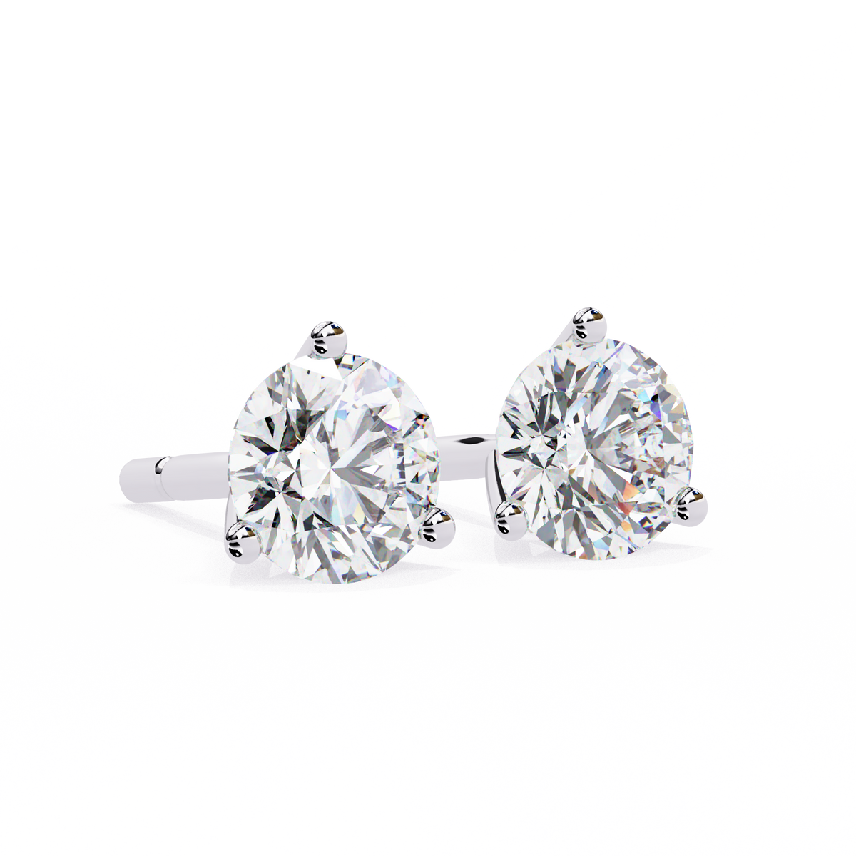Vintage 2.57CTRound Cut Diamond 3 Prong Set Delicate Elegance Dainty Cluster Stud Earring For Her - HIGHCARAT DIAMONDS