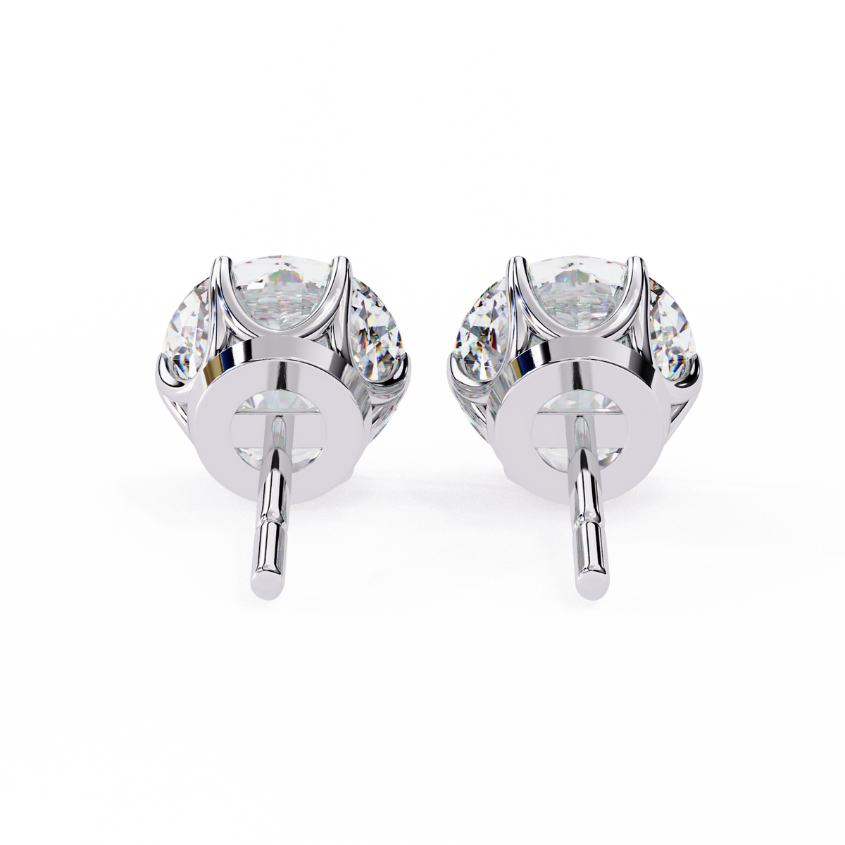 2.57Ct Round Cut Diamond 6 Prong Set 14k Solid White Gold Statement Dainty Prefect Stud Earring Gift For Women's - HIGHCARAT DIAMONDS