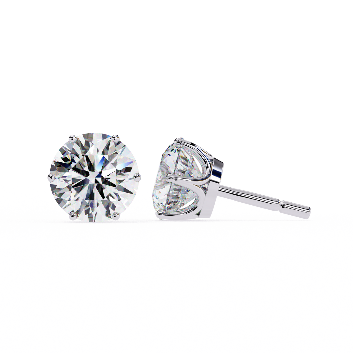 2.57Ct Round Cut Diamond 6 Prong Set 14k Solid White Gold Statement Dainty Prefect Stud Earring Gift For Women's - HIGHCARAT DIAMONDS