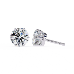 2.57Ct Round Cut Diamond 6 Prong Set 14k Solid White Gold Statement Dainty Prefect Stud Earring Gift For Women's - HIGHCARAT DIAMONDS
