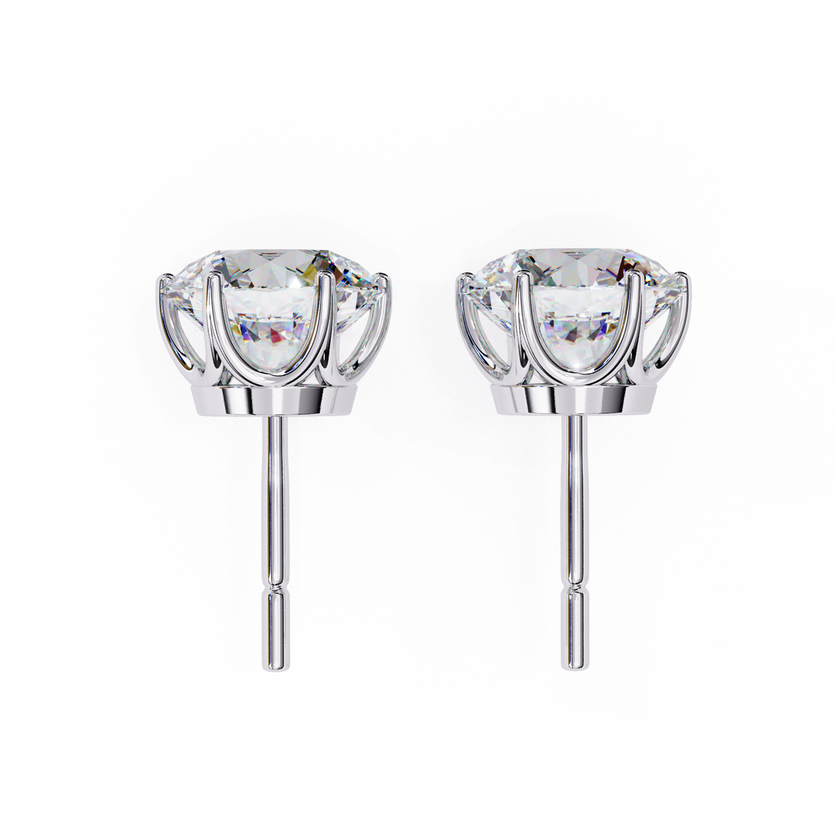 2.57Ct Round Cut Diamond 6 Prong Set 14k Solid White Gold Statement Dainty Prefect Stud Earring Gift For Women's - HIGHCARAT DIAMONDS