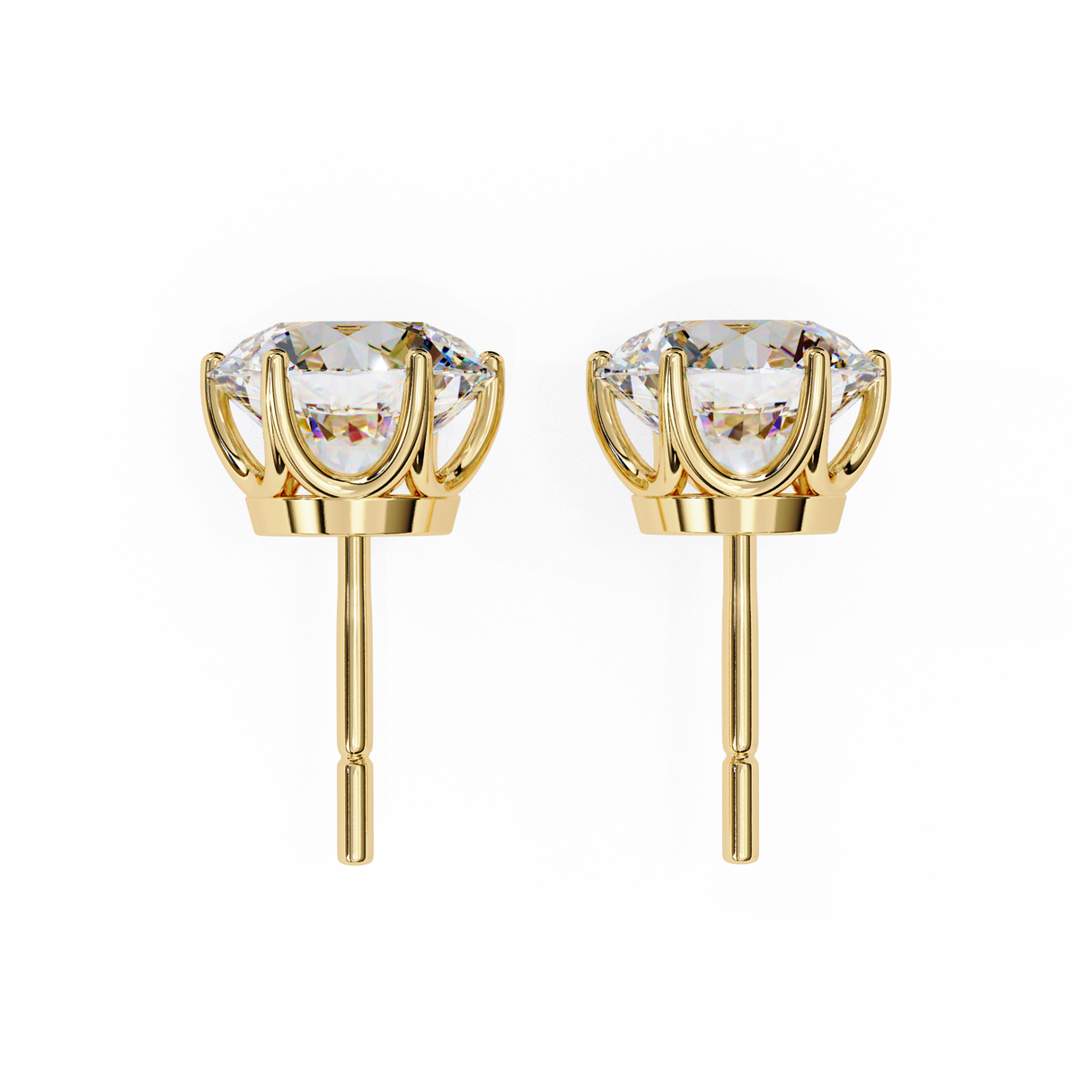 2.57Ct Round Cut Diamond 6 Prong Set 14k Solid White Gold Statement Dainty Prefect Stud Earring Gift For Women's - HIGHCARAT DIAMONDS