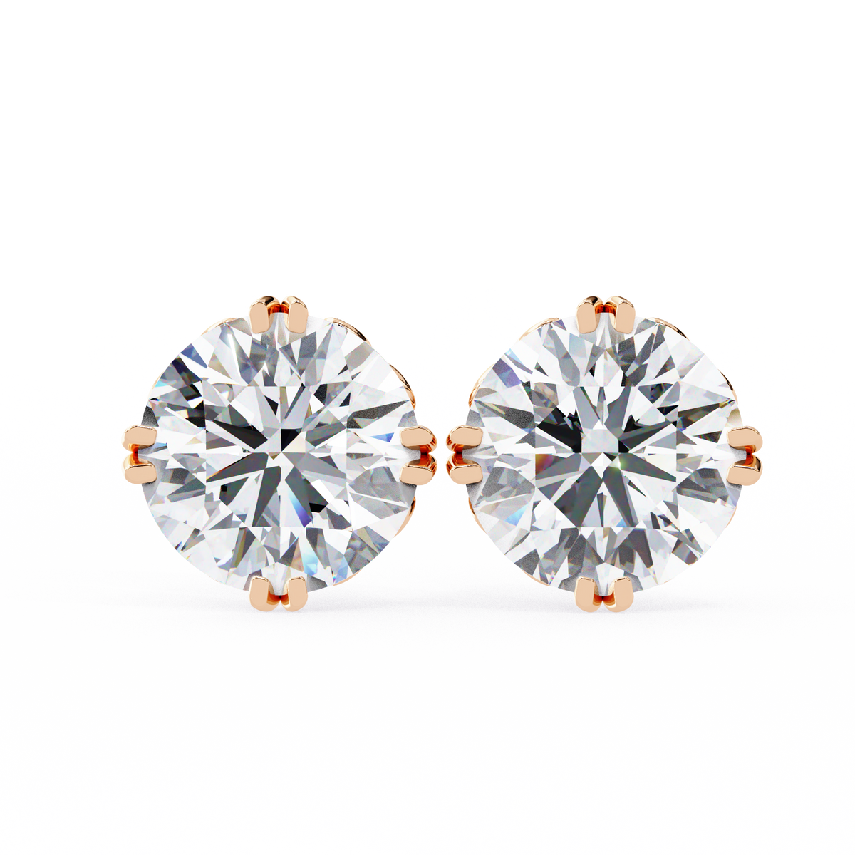2.57Ct Round Cut Top Grade Diamond Double Prong Set Cluster Delicate Stacking Dainty Stud Earring - HIGHCARAT DIAMONDS