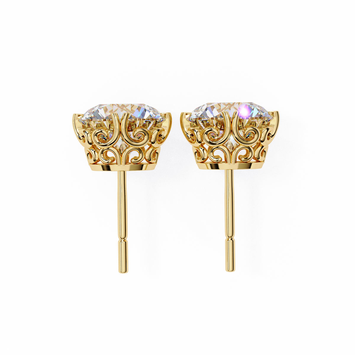 2.57Ct Round Cut Top Grade Diamond Double Prong Set Cluster Delicate Stacking Dainty Stud Earring - HIGHCARAT DIAMONDS