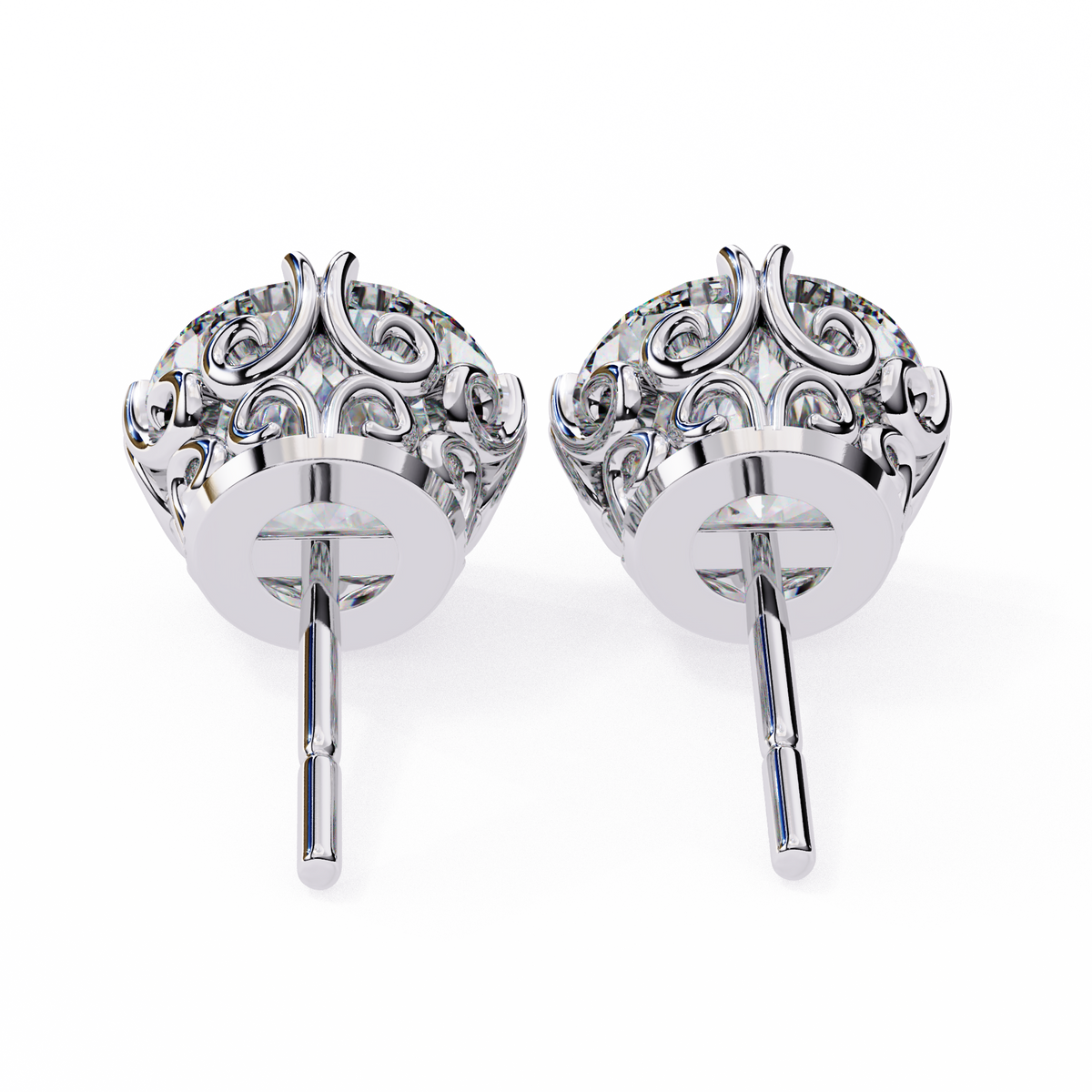 2.57Ct Round Cut Top Grade Diamond Double Prong Set Cluster Delicate Stacking Dainty Stud Earring - HIGHCARAT DIAMONDS