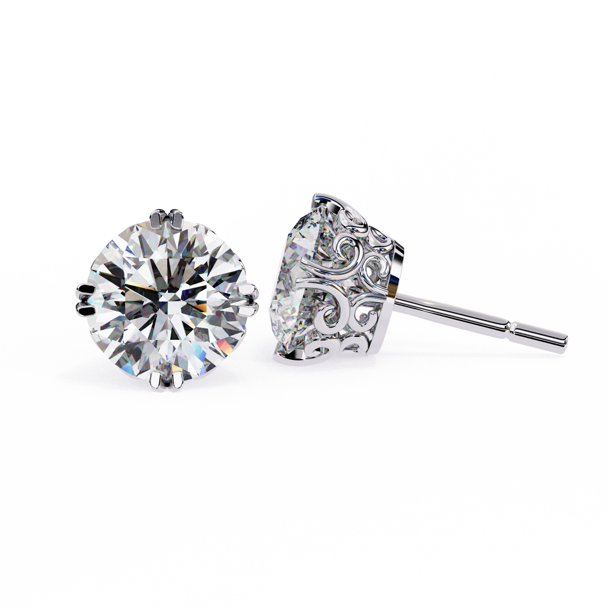 2.57Ct Round Cut Top Grade Diamond Double Prong Set Cluster Delicate Stacking Dainty Stud Earring - HIGHCARAT DIAMONDS