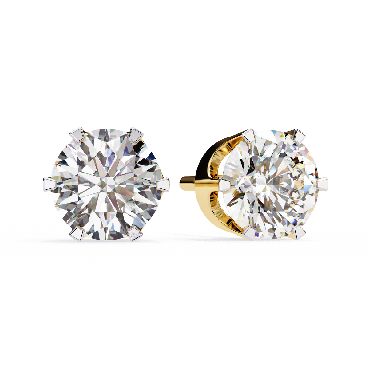Solitaire 2.57Ct Round Cut Lab Grown Diamond 6 Pave Set Delicate Handmade Vintage Daily Wear Stud Earring - HIGHCARAT DIAMONDS