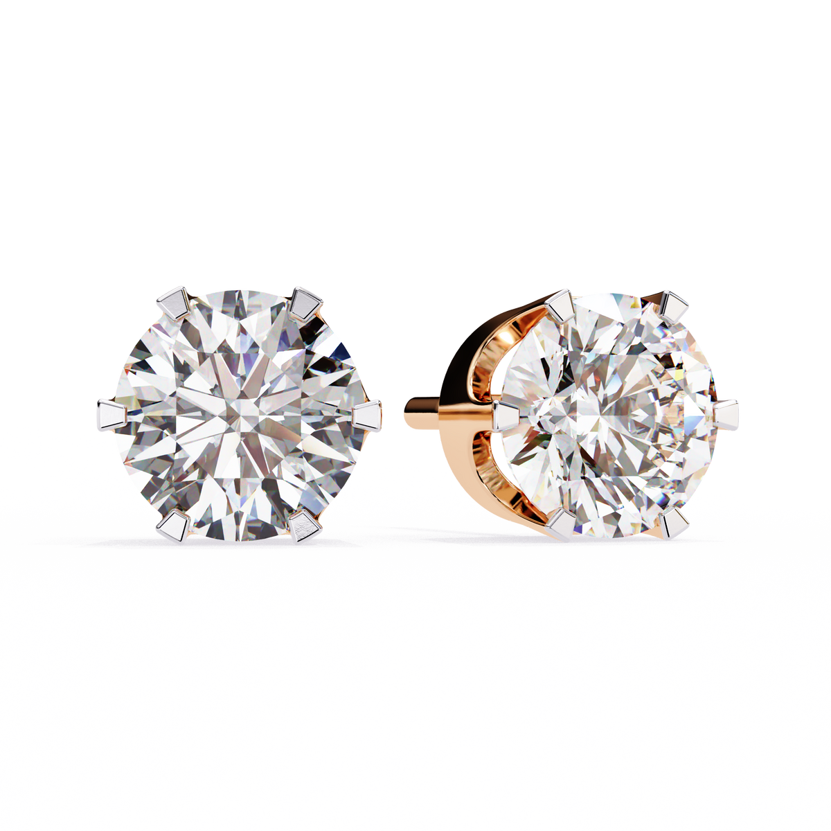 Solitaire 2.57Ct Round Cut Lab Grown Diamond 6 Pave Set Delicate Handmade Vintage Daily Wear Stud Earring - HIGHCARAT DIAMONDS