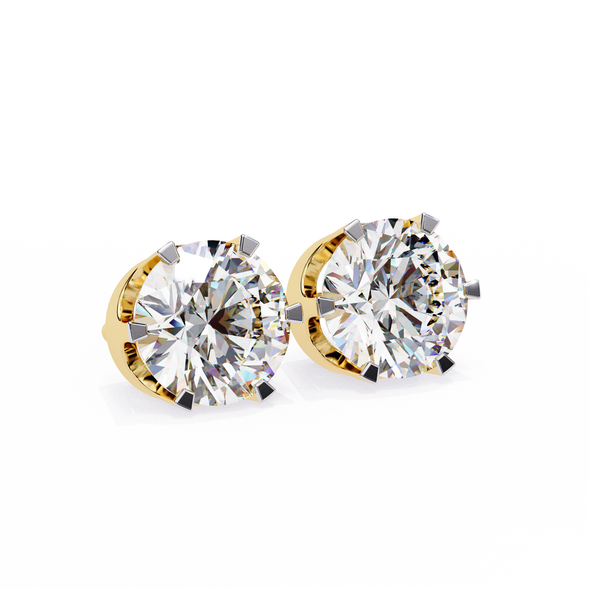 Solitaire 2.57Ct Round Cut Lab Grown Diamond 6 Pave Set Delicate Handmade Vintage Daily Wear Stud Earring - HIGHCARAT DIAMONDS