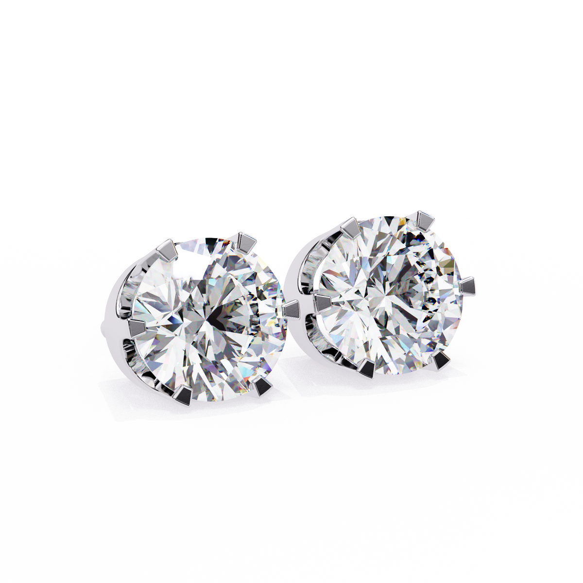 Solitaire 2.57Ct Round Cut Lab Grown Diamond 6 Pave Set Delicate Handmade Vintage Daily Wear Stud Earring - HIGHCARAT DIAMONDS