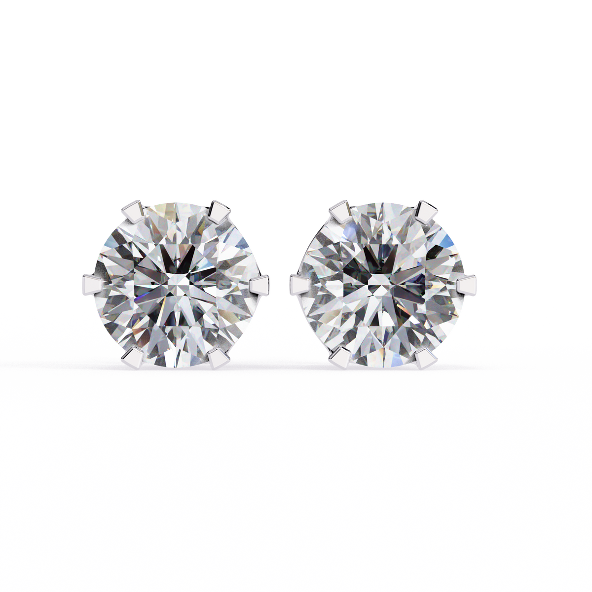Solitaire 2.57Ct Round Cut Lab Grown Diamond 6 Pave Set Delicate Handmade Vintage Daily Wear Stud Earring - HIGHCARAT DIAMONDS