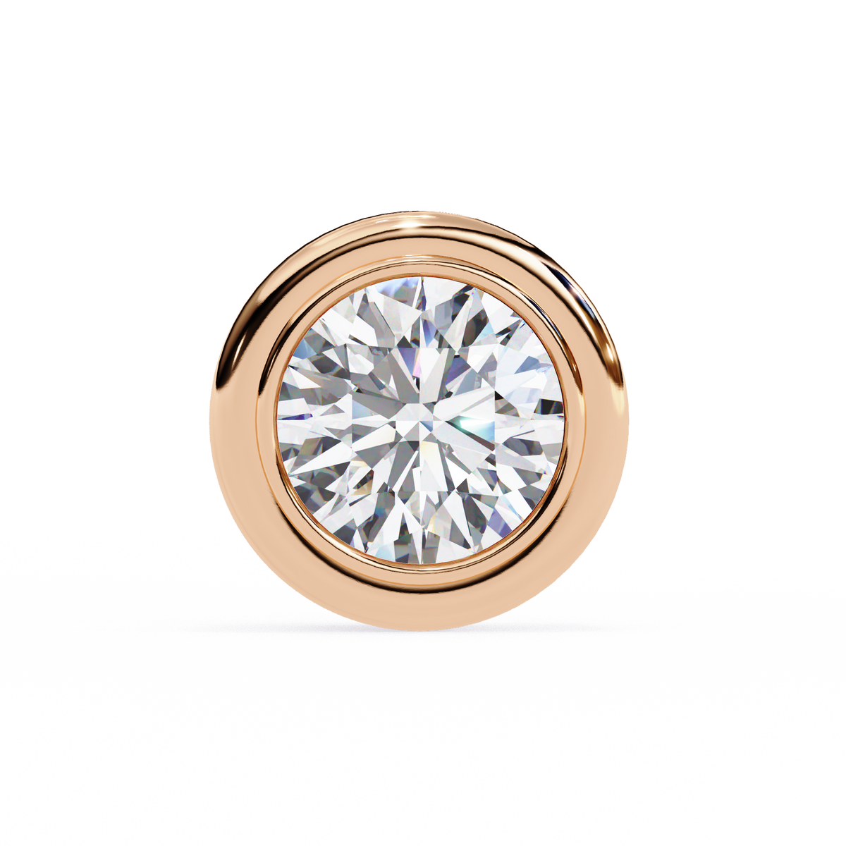 2.57Ct Round Cut Lab Grown Diamond Bezel Set Elegant Classic Perfect Solitaire 18k Solid Rose Gold Dainty Stud Earring - HIGHCARAT DIAMONDS