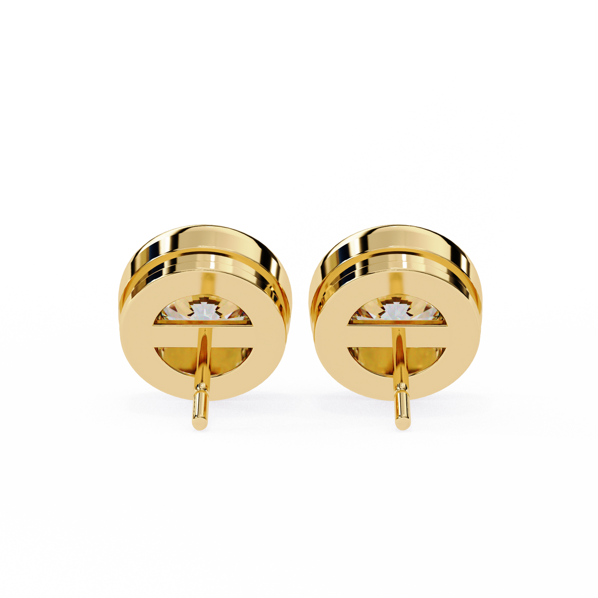2.57Ct Round Cut Lab Grown Diamond Bezel Set Elegant Classic Perfect Solitaire 18k Solid Rose Gold Dainty Stud Earring - HIGHCARAT DIAMONDS