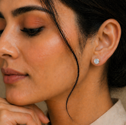 2.57Ct Round Cut Lab Grown Diamond Bezel Set Elegant Classic Perfect Solitaire 18k Solid Rose Gold Dainty Stud Earring - HIGHCARAT DIAMONDS #wearthelook