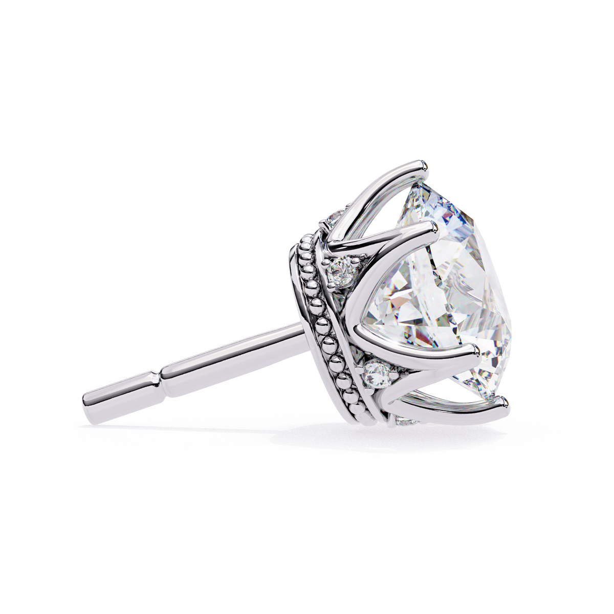 Vintage 2.62Ct Round Cut Diamond Unique 6 Prong Set Art Deco Solitaire Screw Back Stud Earring Gift For Her - HIGHCARAT DIAMONDS